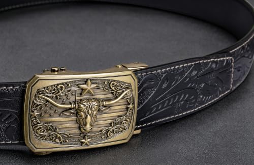Image of Dubulle Mens Ratchet Belt Gold Click Buckle Adjustable Leather Belts