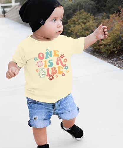 Image of Birthday Girl Shirt Toddler 5th Birthday Shirt Five is A Vibe Print T-Shirt Cute Short Sleeve Outfit Kids