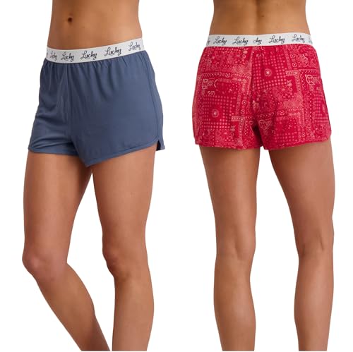 Image of Lucky Brand Women's Pajama Bottoms - Ultra-Soft 2 Pack Sleep and Lounge Sweat Shorts, Cortos de Pijama para Mujer