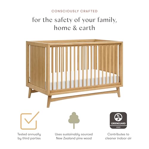 Image of Babyletto Peggy 3-in-1 Convertible Crib with Toddler Bed Conversion Kit in Honey, Greenguard Gold Certified
