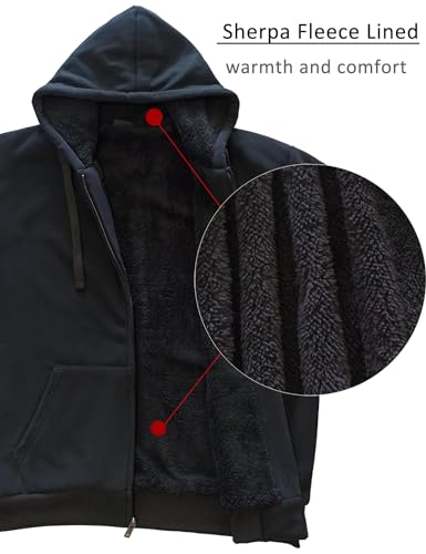 Hoodies for Men Full Zip Up Fashion Sweatshirt Thick Fleece Sherpa Lined Winter Jackets Warm Coats3