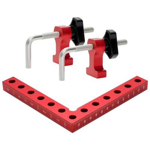 GREENSAPPIRE Winkelspanner 90 Positionierklemme 140 mm Rechtwinklige Holzbearbeitungsklemme aus Aluminium Präzisions-Messklemme für Möbelbau Rahmen & Schrankmontage (1 Stück)