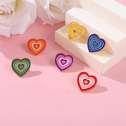 12 Pcs Rainbow Color Heart Enamel Pins Cute Rainbow Gradient Heart Shape Brooch Fashion Shiny Brooch for Any Special Occasions3