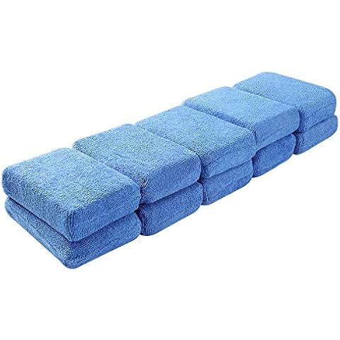 ASelected Microfibre Wax Applicator Pads - Pack 0f 10 Car Detailing Sponges 12X8X3cm Washable Soft Foam Application Pads For Polish (Blue) Cover
