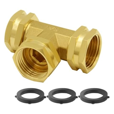 Hooshing Brass Tee Fitting 3/4" GHT Female Swivel Garden Hose Adapter Pipe Fittings Cover
