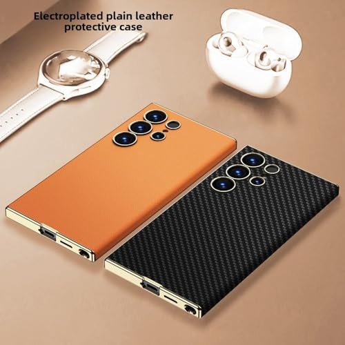 Coque en Cuir pour Samsung Galaxy S25 Ultra, Étui Rigide Noir Élégant - 3
