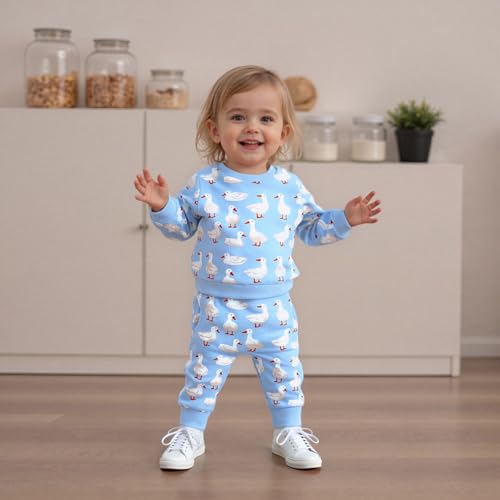 Toddler Boy Girl Outfits Baby Farm Fall Winter Clothes Infant Chicken Sweatshirt Pullover Pants Cute Kids Set4