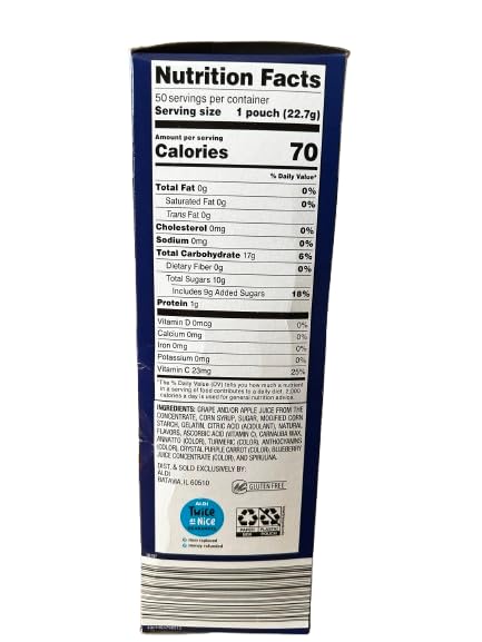 Lunch Buddies Fruit Flavored Snacks, Assorted Fruit, Bulk Pack, 0.8 oz (Pack of 50) - Gluten-Free, Peanut-Free, Fat-Free