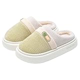 Pantuflas de invierno para mujer, cálidas, forradas, pantuflas de casa, suela gruesa, pantuflas de invierno, antideslizantes, cómodas, para casa, zapatos de invierno, zapatos térmicos, verde, 36 EU