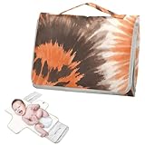 Wiederverwendbare Wickelunterlagen mit Taschentuchtasche, Batikfärbung, Orange und Braun, wasserdichte Wickelunterlage für Mütter, Väter, Cambiadores de pa?ales para Bebes