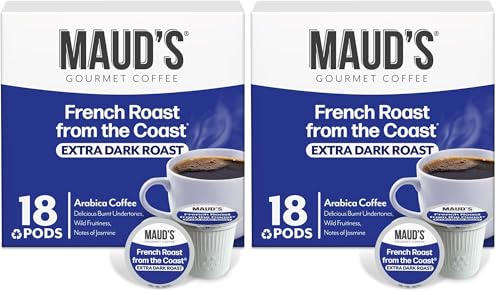 Image of Maud's French Roast Coffee Pods 18 ct, Dark Roast Coffee in Single Serve Pods - 100% Arabica Coffee, Compatible with Keurig K Cups Maker (Pack of 2)