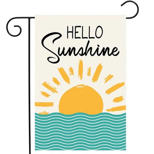 Drapeau de jardin vertical Hello Sunshine idéal pour égayer votre terrasse et vos massifs