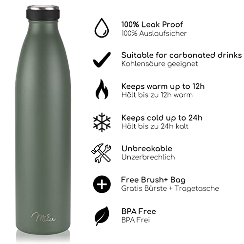 Milu Stainless Steel Water Bottle 350 ml 500 ml 750 ml 1 L - Image 2