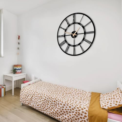 Image of Stylish Metal Wall Clock for Living Room, Bedroom, Office, Kitchen, Home and Hall | Antique Fancy Big Size Modern Wall Watch for Home Decor (DA-17, 40 CM)