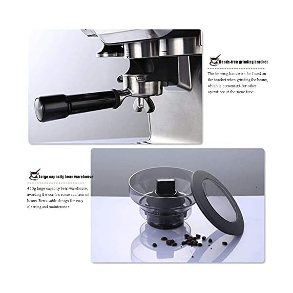 N/Z Living Equipment Semi-Automatic Espresso Hine Home Integrated Grinding Powder Coffee Hine Commercial,Sier Peng Minimalist/Silver - Image 5