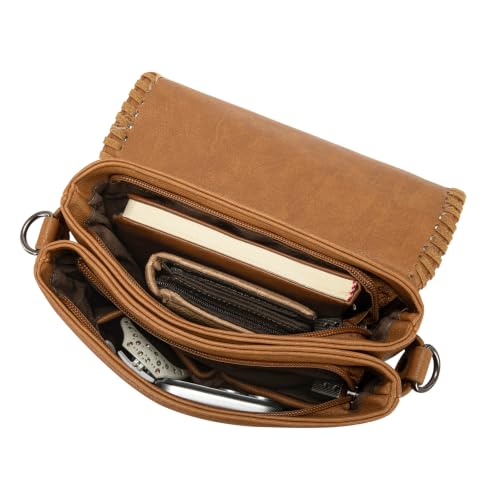 Image of Montana West Crossbody Bags for Women with Dual Compartments Western Cross Body Purse with Leopard Print Guitar Strap