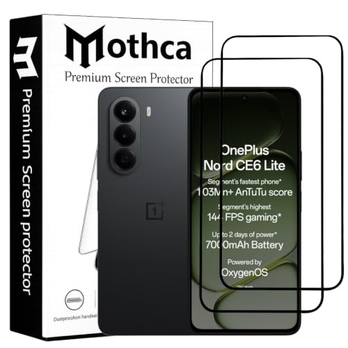 Image of Mothca Advance Military-Grade Tempered Glass Screen Protector Compatible for OnePlus Nord CE6 Lite with Edge to Edge Coverage - Case Friendly, Anti-Scratch & Bubble-Free Installation Kit (Pack of 2)