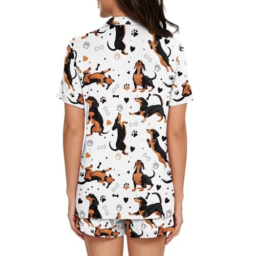 Image of Women's Short Sleeve Sleepwear Pajamas Nightwear with Pockets | skin-friendly breathable material resists pilling fading and deformation after repeated washing