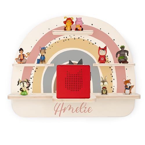 KIDSMOOD Toniebox Regal für Kinderzimmer, personalisiert mit Wunschnamen, Wandregal zur Aufbewahrung von Musikbox und Toniefiguren [50x40x17,5 cm]