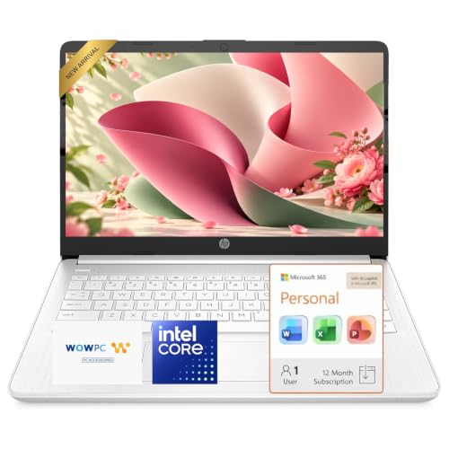 HP 14 Inch Laptop, 2027 Edition, Intel N150 CPU, 4GB DDR5 RAM, 128GB SSD, 1TB Cloud Storage, Windows 11 with Microsoft 365