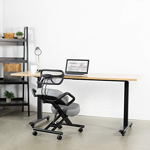 DRAGONN Ergonomic Kneeling Chair with Back Support, Adjustable Stool for Home and Office with Angled Seat for Better Posture - Thick Comfortable Cushions, Gray (DN-CH-K02G) - Thumbnail 6