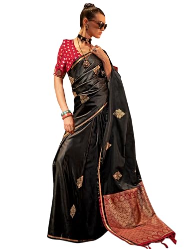 Image of AKHILAM Women's Satin Silk Bagh Printed Saree With Unstitched Blouse(KNTKLX391001 RJ Parent)