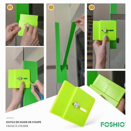FOSHIO 2 Pièce outils Modèle de cutter Green Edge Wrap Cuttermess Outil de mesure précise Bord réglable (5-35 mm) Guide de coupe ligne droite pour meubles, vinyle et papier peint Emballage – vue 5