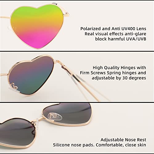 FEISEDY Polarized Heart Sunglasses Women Men Metal Frame Cute Lovely Glasses UV400 Protection B23753
