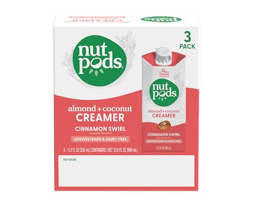 nutpods Cinnamon Swirl, (3-Pack), Unsweetened Dairy-Free Creamer, Made from Almonds and Coconuts, Whole30, Gluten Free, Non-GMO, Vegan, Kosher