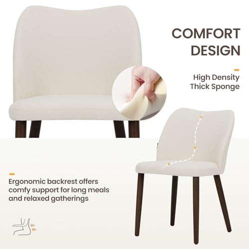 Image of Wooden Dining Chairs Set of 4, Upholstered Kitchen Dining Room Chair, Modern Fabric Farmhouse Dinner Chair for Restaurant & Cafe, Beige
