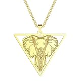 Genérico collar hombre.Collar chapado en oro con cabeza de elefante, colgante triángulo, animal amistad para hombres y mujeres
