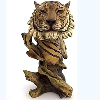 ZHANGXJ Resin Tiger Head Figurine Decoration, Living Room Porch TV Bar Decoration Retro Crafts Wedding Birthday Gift 17x15x28cm