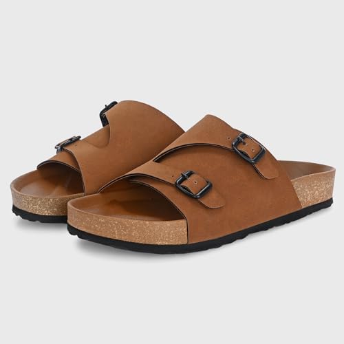 Image of Centrino Men's Berkin-Style Slip-On Sandals | Open Toe Design | Soft PU Footbed | Lightweight & Comfortable | Arch Support | On-Grip Sole | Casual Outdoor Wear (6866)
