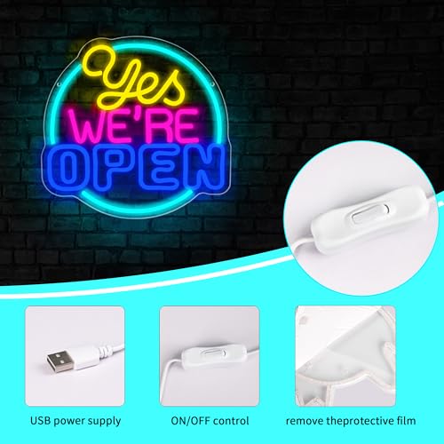 Image of Open Neon Sign Dimmable LED Neon Light for Business Storefront Decor Colorful Open Sign Neon Light for Bar Cafe Restaurant Decor Commercial Shop Sign Size 13.7 * 13.2in(XD323)