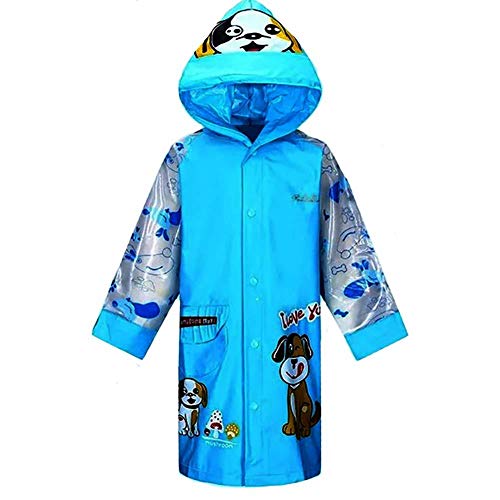 Preisvergleich Produktbild Melunda1X Kinder Cartoon Regenmantel Jacke Langer Ganzkörper Regenponcho Gürtel Schultasche Position Winddicht Regendicht Schneefest, blau, xxl