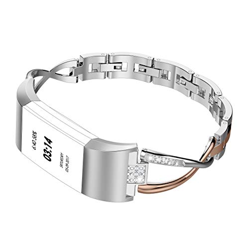 Wearlizer Replacement for Charge 2 Bands for Women Metal Bangle/Bracelet/Assesories/Straps/Wrist Band for Charge hr 2 Women Small Large