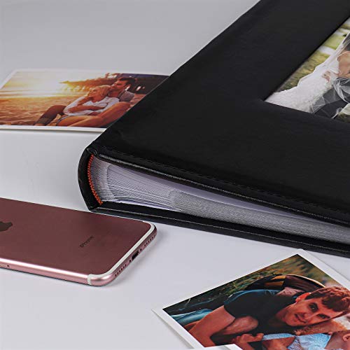 RECUTMS Photo Picture Album 4x6 300 Photos,Small Capacity Premium Leather Cover Wedding Family Photo Albums Holds 300 Horizontal Photos(Black)