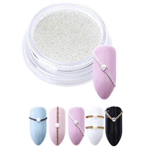 Nail Art Perlen Pulver, 3D DIY Micro Stahl Perlen Einfarbige Nail Art Dekorationen Mini Charm Stud Nail Professional Für… – Bild 3