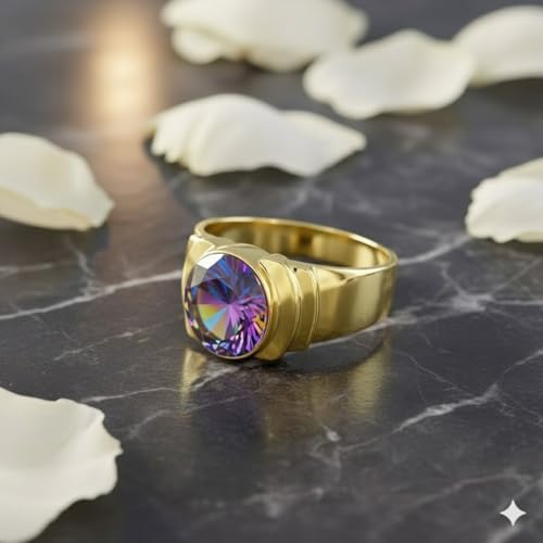 Image of 55Carat Choose Your Color Natural Birthstones 18 K Gold Plated Ring Bold Statement Jewellery Sizes 4-13