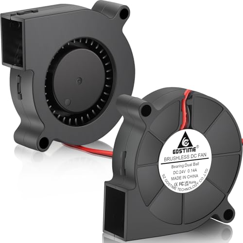 GDSTIME 50mm x 15mm Blower Fan 24V High Speed 5015 Part Cooling 24 Volt Fans Dual Ball Bearing Brushless DC Turbo 2-Pin 8500 RPM for 3D Printer 2-Pack