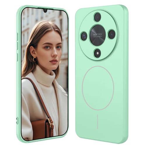 GOGME Coque en Silicone Liquide pour Huawei Honor Magic 8 Lite / Magic8 Lite avec Étui Élégant Et Housse Antichoc, Slim Cover Design, Compatible avec MagSafe - Vert Clair