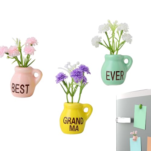 Jarrón pequeño para, 3 calcomanías estéticas de Flores, Bonito Mini jarrón para refrigerador, Decorativo, Funcional, exhibición ergonómica de Regalo para Cocina y Aula