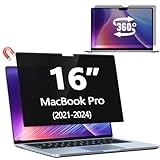 Halloive 360ラップトップ 防止 Mac Pro 16 (2021-2024、M1、M2、M3、M4) マグネット式 覗き見防止 ノートパソコン プライバシーフィルター マグネット式 ブルーライトカット反射防止着脱簡単 可能、Mac マックブック ノートパソコン用