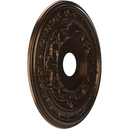 Image of Ekena Millwork CMP19BACAB Baltimore Thermoformed PVC Ceiling Medallion (Fits Canopies up to 7 3 /4 inch), 19 inchOD x 3 1 /2 inchID x 1 inchP, Metallic Antique Brass