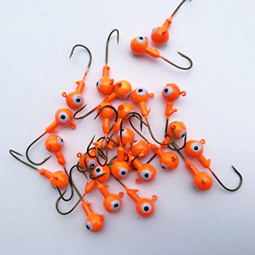 Jigheads de pêche Crappie Bass orange Blaze Rudder 1/16 oz 50 pcs