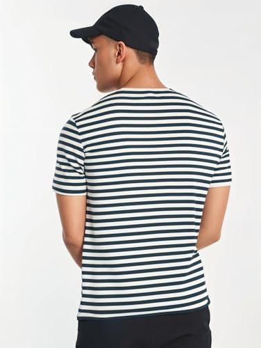 Image of Mack Jonney Oversized | Loose Fit | Half Sleeves 100% Cotton Round Neck Striped T-Shirt for Men-MACK640651
