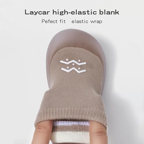 Image of Baby Sock Shoes Baby Walking Shoes Infant Non-Slip Breathable Slippers with Soft Rubber Sole Baby Boys Girls Sneakers Khaki Waves 18-24 Months