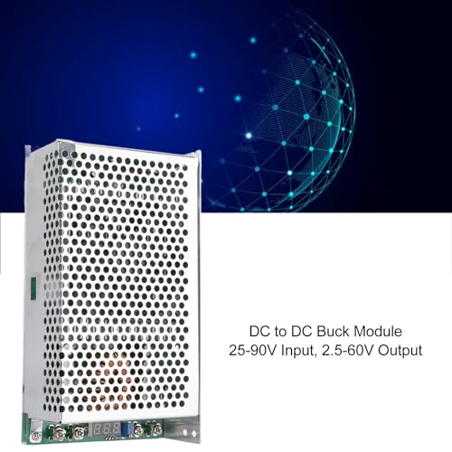 DC to DC Buck Module, Aluminum Alloy 1500W 50A High Power DC Buck Transformer Adjustable Voltage Regulator Converter 25‑90V Input 2.5‑60V Output for Auto, Electrical4
