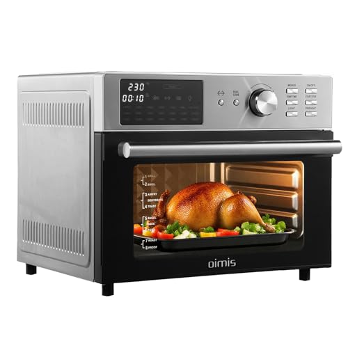 OIMIS Friggitrice ad Aria Calda, Forno multifunzione ad aria 30L, 21 in 1 Forno Elettrico Airfryer timer e temperatura regolabili con 7 accessori Fornetto senza olio certificazione CE, Argento 1800w