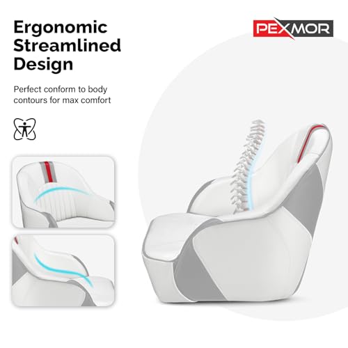 PEXMOR Premium Pontoon Boat Seat Captain Bucket Seat with Boat Seat Cover, Waterproof Boat Cabin Captain Chair Stainless Steel Screws Included - Thumbnail 3